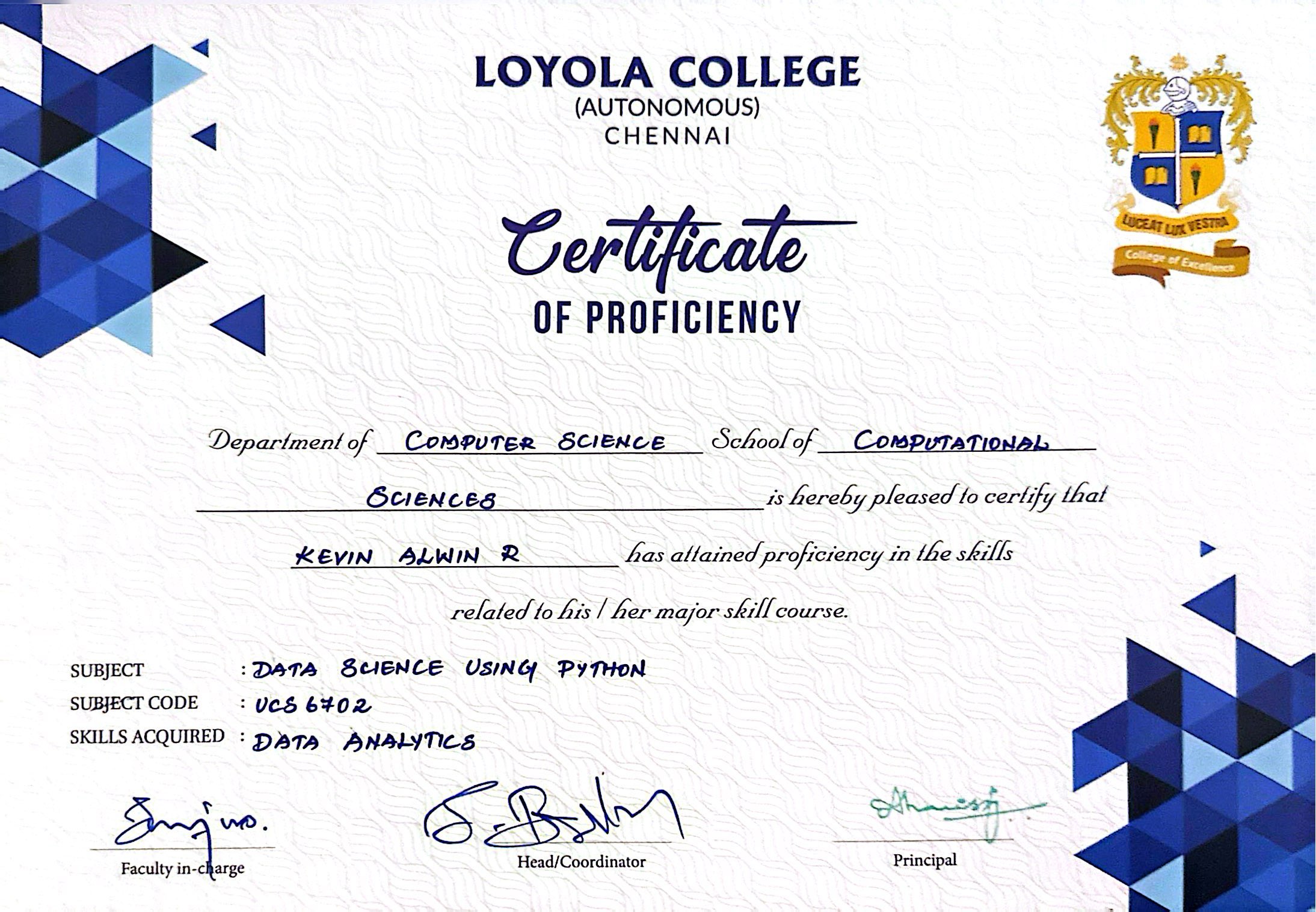 Certificate of Honor